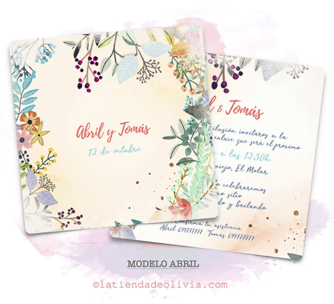 Diseño del modelo de invitación de boda con flores