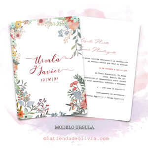 Diseño del modelo de invitación de boda con flores en rojos
