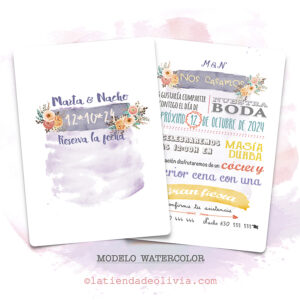 Diseño del modelo de invitación de boda con acuarela