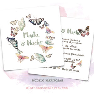 Diseño del modelo de invitación de boda con mariposas