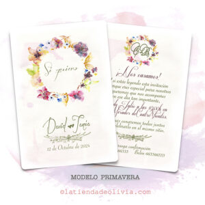 Diseño del modelo de invitación de boda romantica