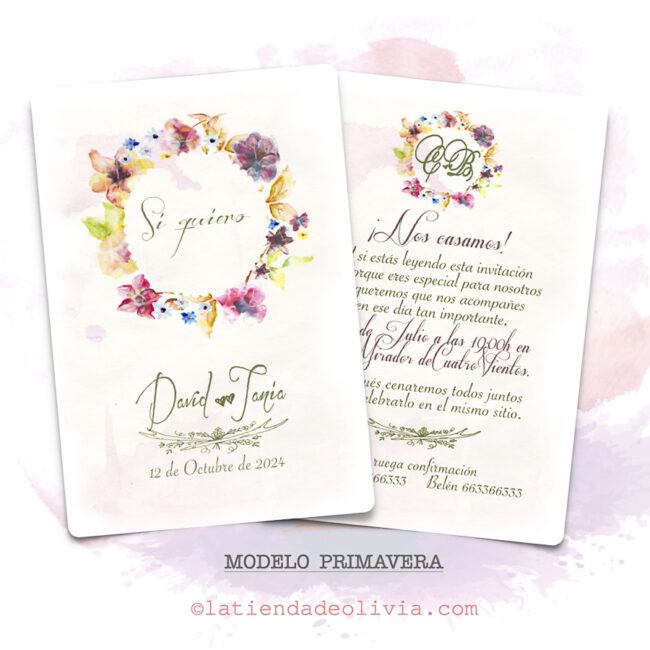 Diseño del modelo de invitación de boda romantica