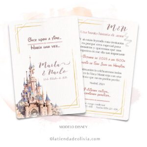 Invitación de boda modelo Disney