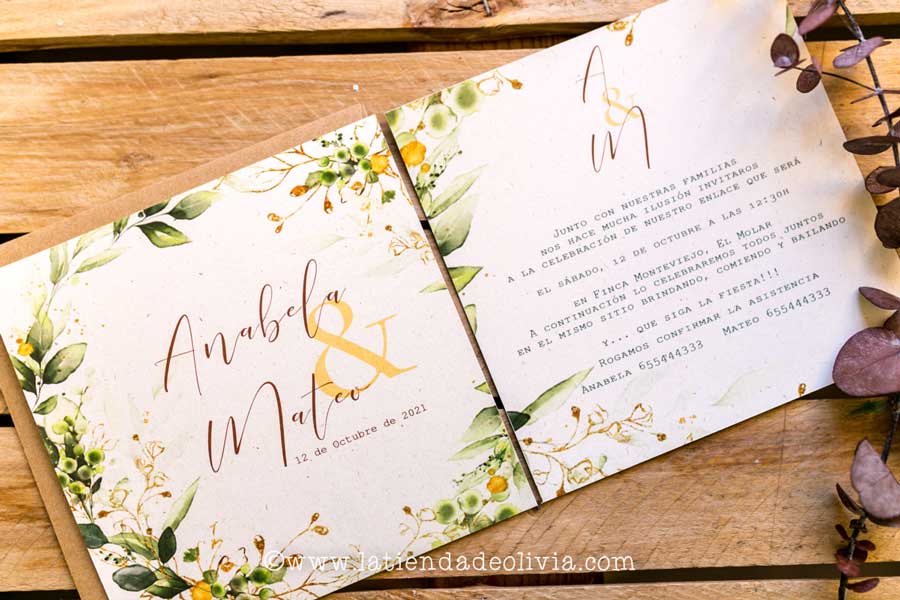 Invitación de boda modelo Anabela