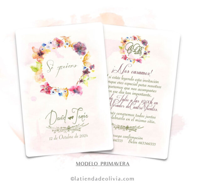 Diseño del modelo de invitación de boda romantica