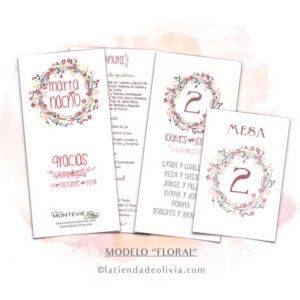 Diseño de minuta para bodas rusticas y florales