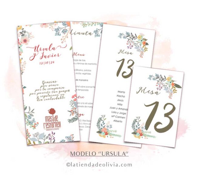 Diseño de minuta para bodas con flores