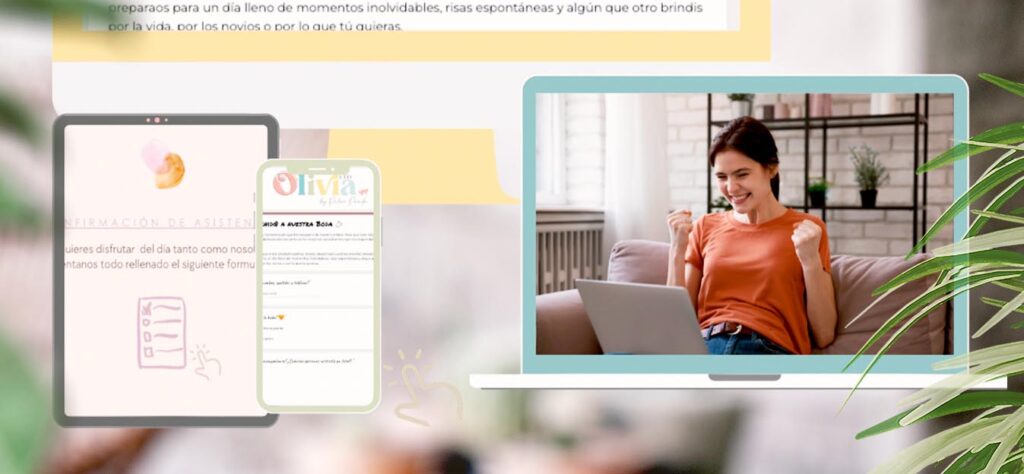 Confirmación de asistencia de boda con formulario online y código QR de La Tienda de Olivia