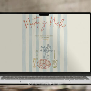 Web de boda elegante en tonos pastel y verde con estética wabi-sabi.