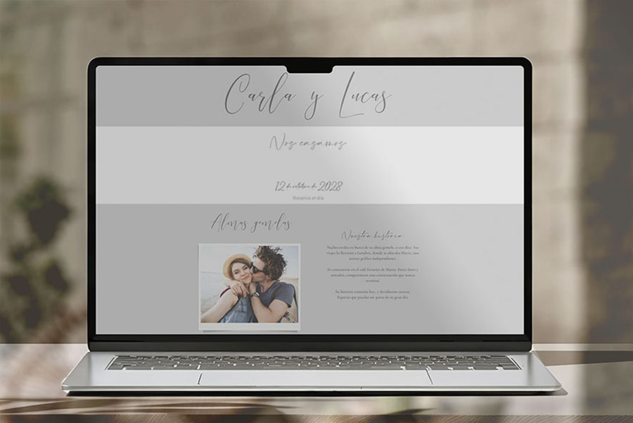 Diseño de web de boda elegante con estilo artesanal y natural
